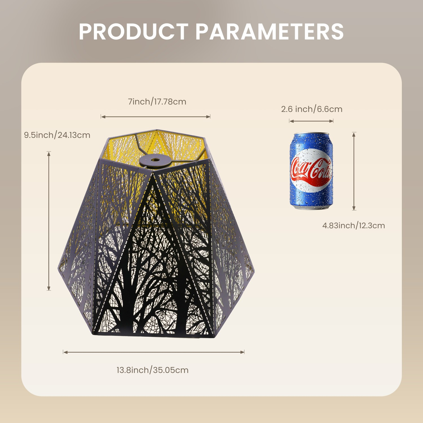 Hexagon Vintage Lamp Shade – 7"x13.8"x9.5" | Spider Fitter