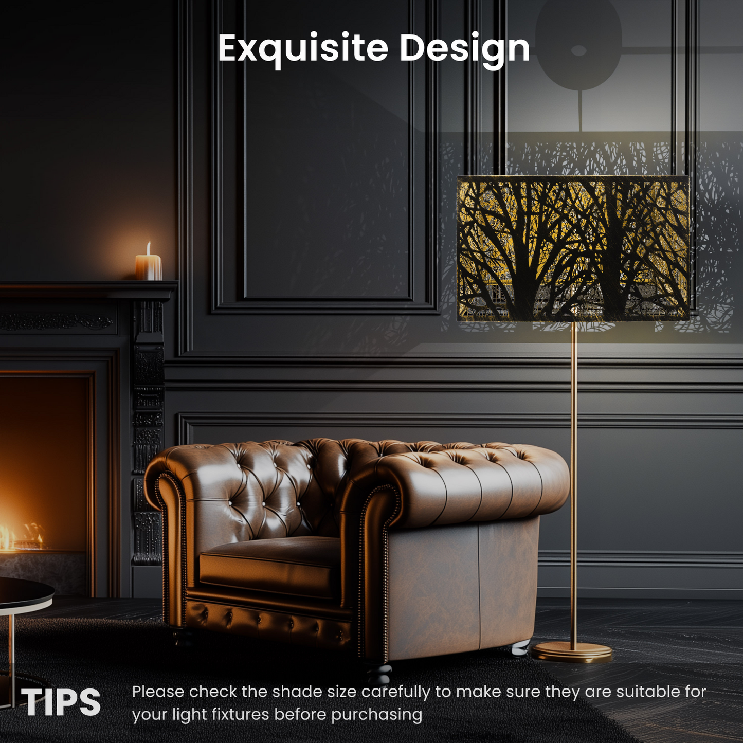 Rectangular Etched Metal Lamp Shade