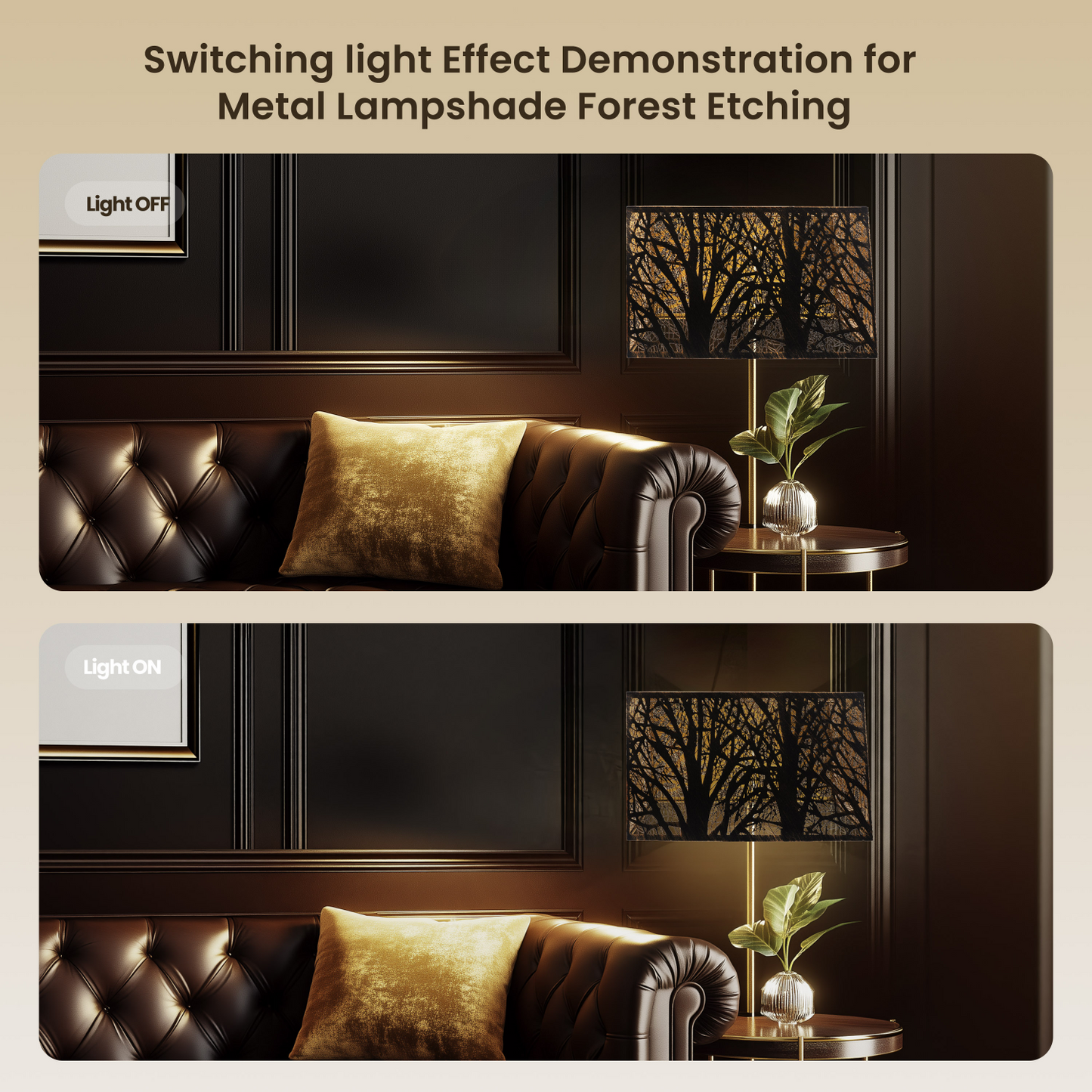 Rectangular Etched Metal Lamp Shade