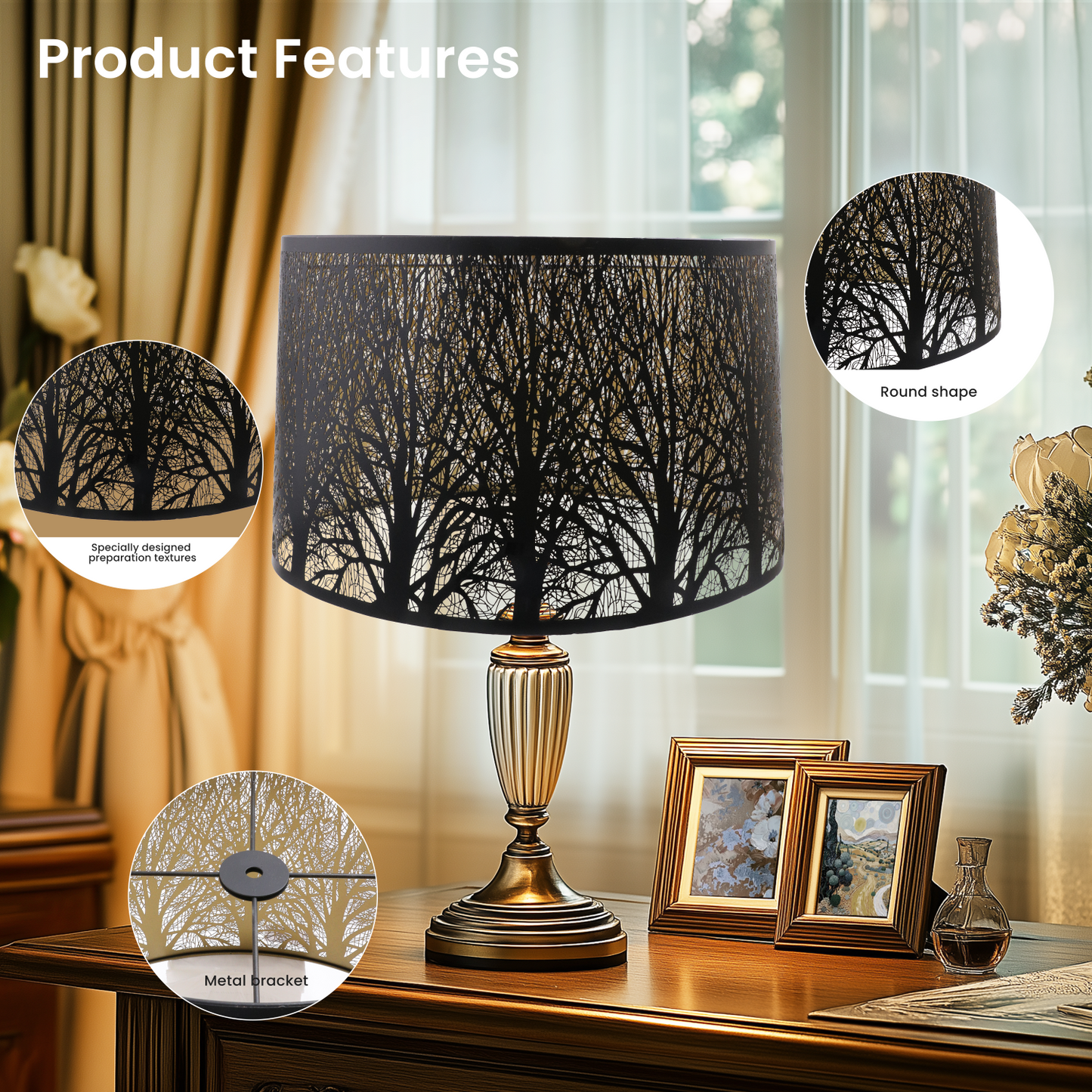 Oversized Oval Metal Lamp Shade - Black
