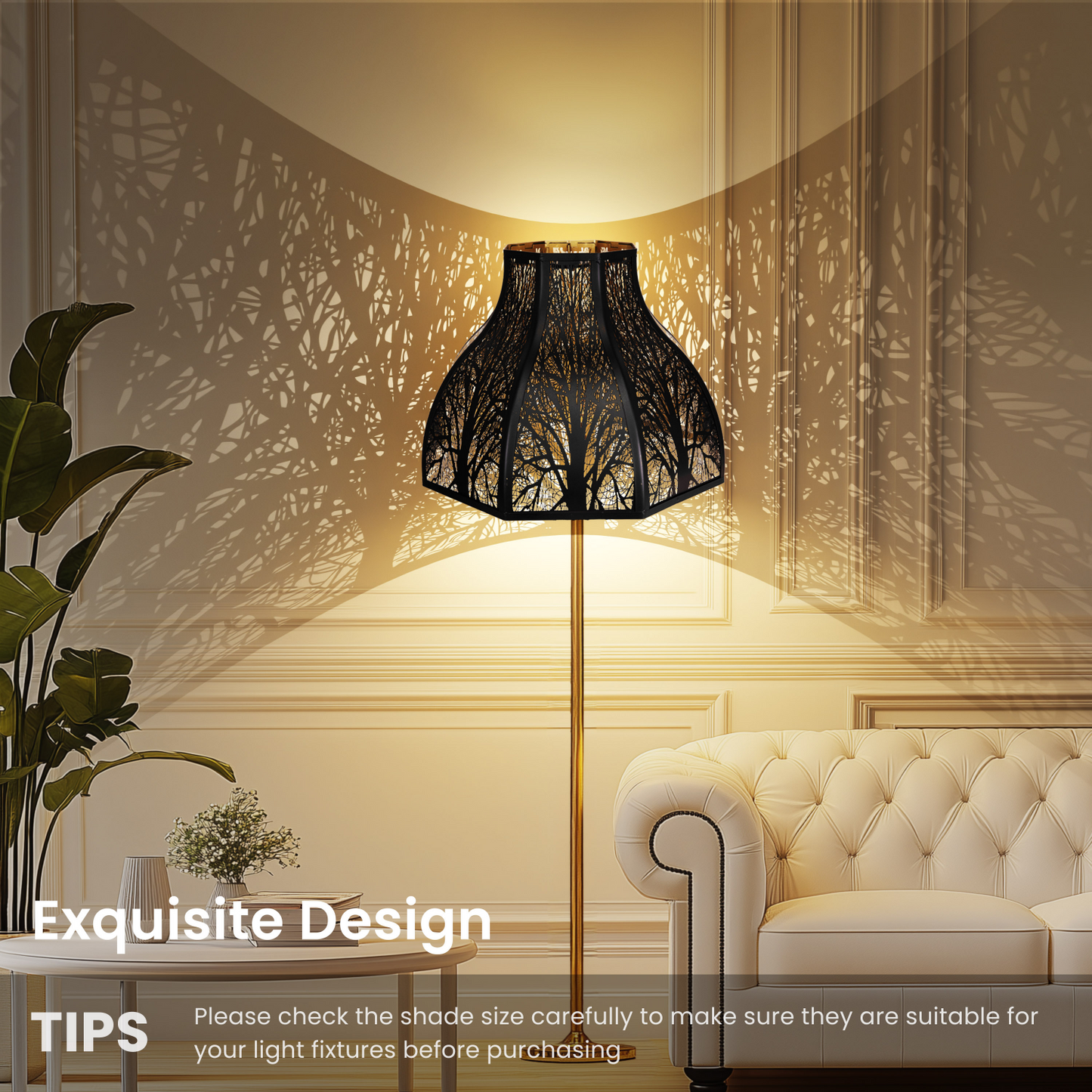 Lotus Forest Metal Lampshade – 8-Petal Design | 5.32"x13"x9.5"