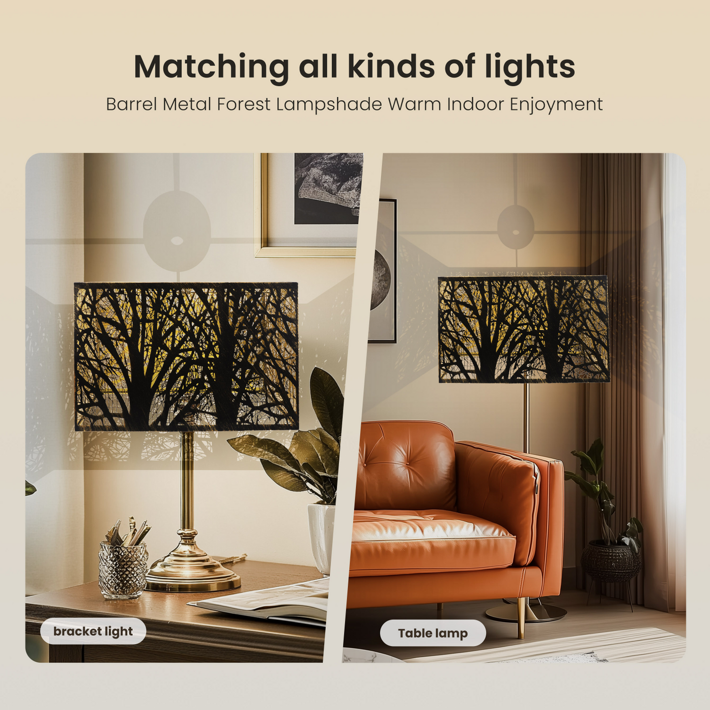 Rectangular Etched Metal Lamp Shade