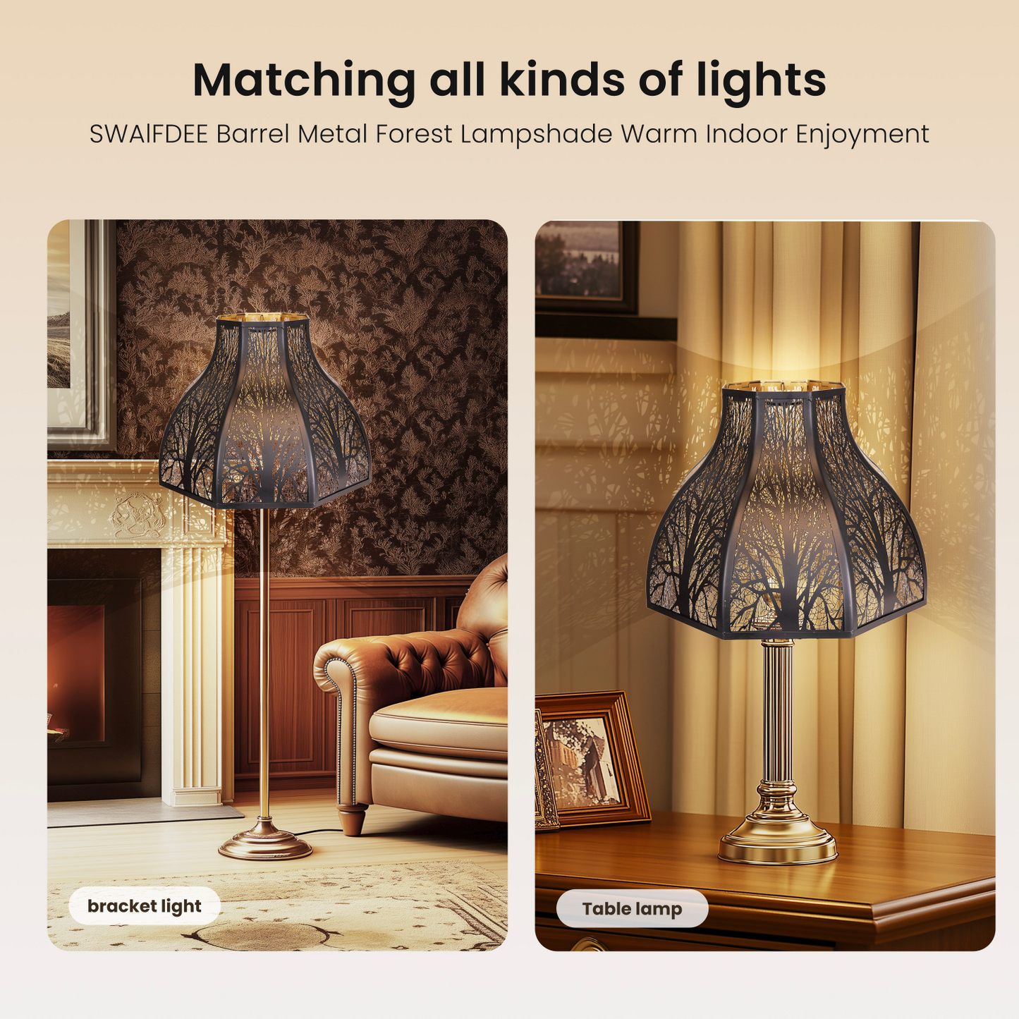Lotus Forest Metal Lampshade – 8-Petal Design | 5.32"x13"x9.5"
