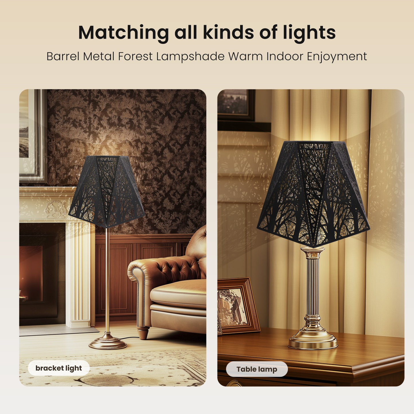 Hexagon Vintage Lamp Shade – 7"x13.8"x9.5" | Spider Fitter