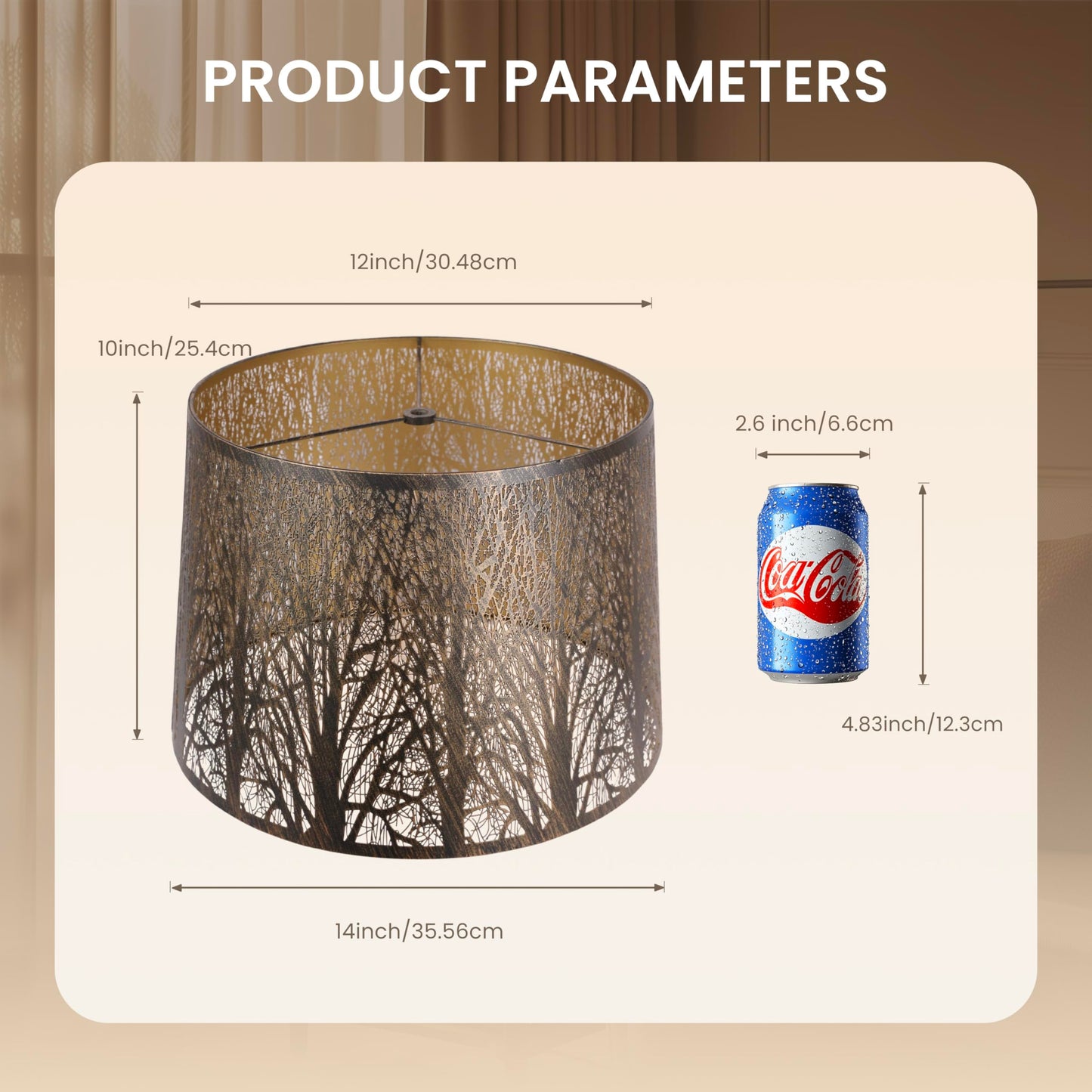 Large Forest Etched Metal Lampshade – 12"×14"×10"