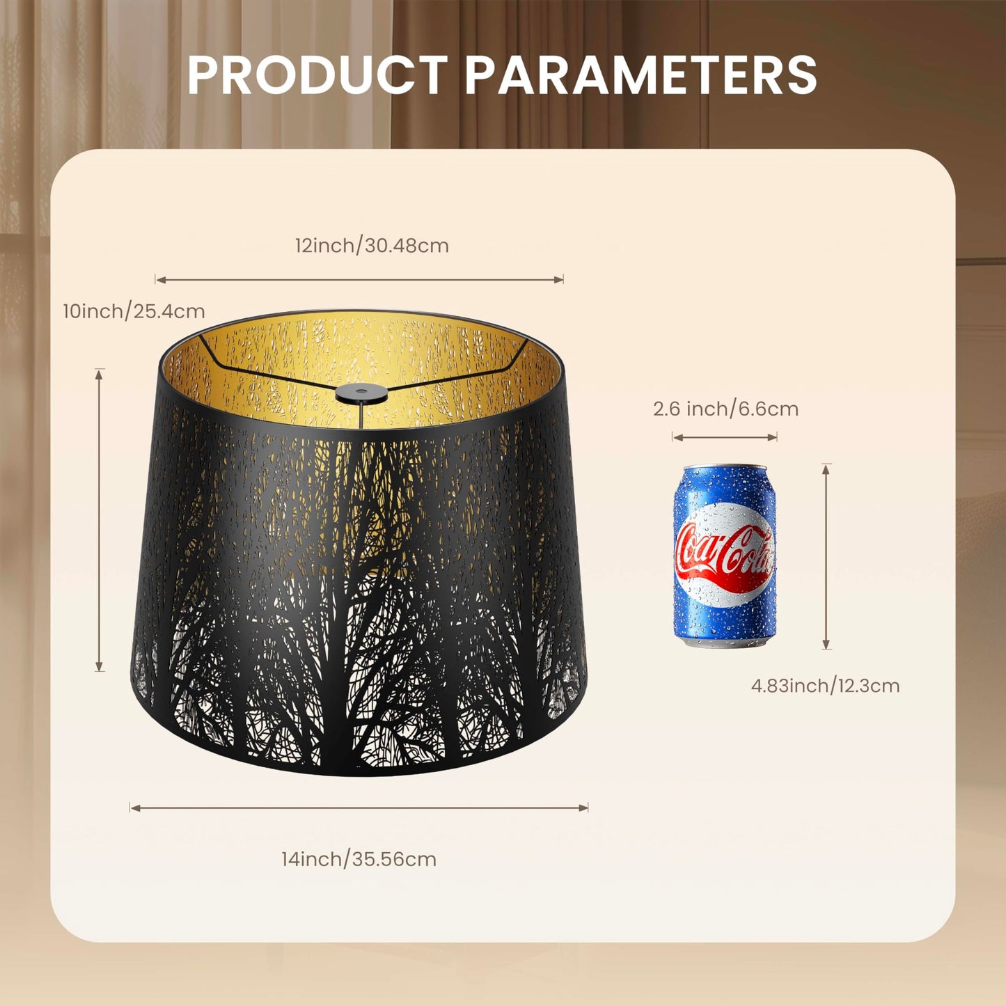 Large Drum Lampshade – 12"x14"x10" Spider Fitter