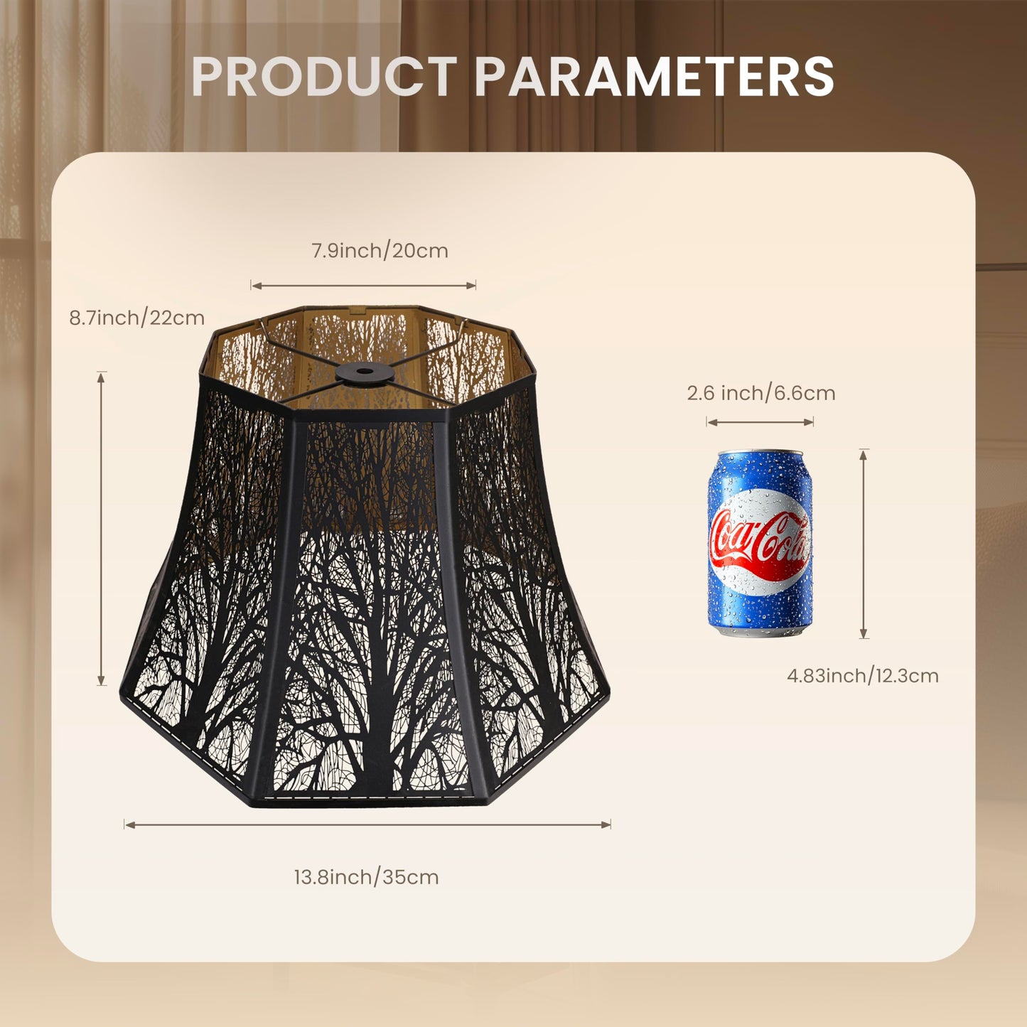 Beveled Octagon Metal Lampshade – 7.9"x13.8"x8.7"
