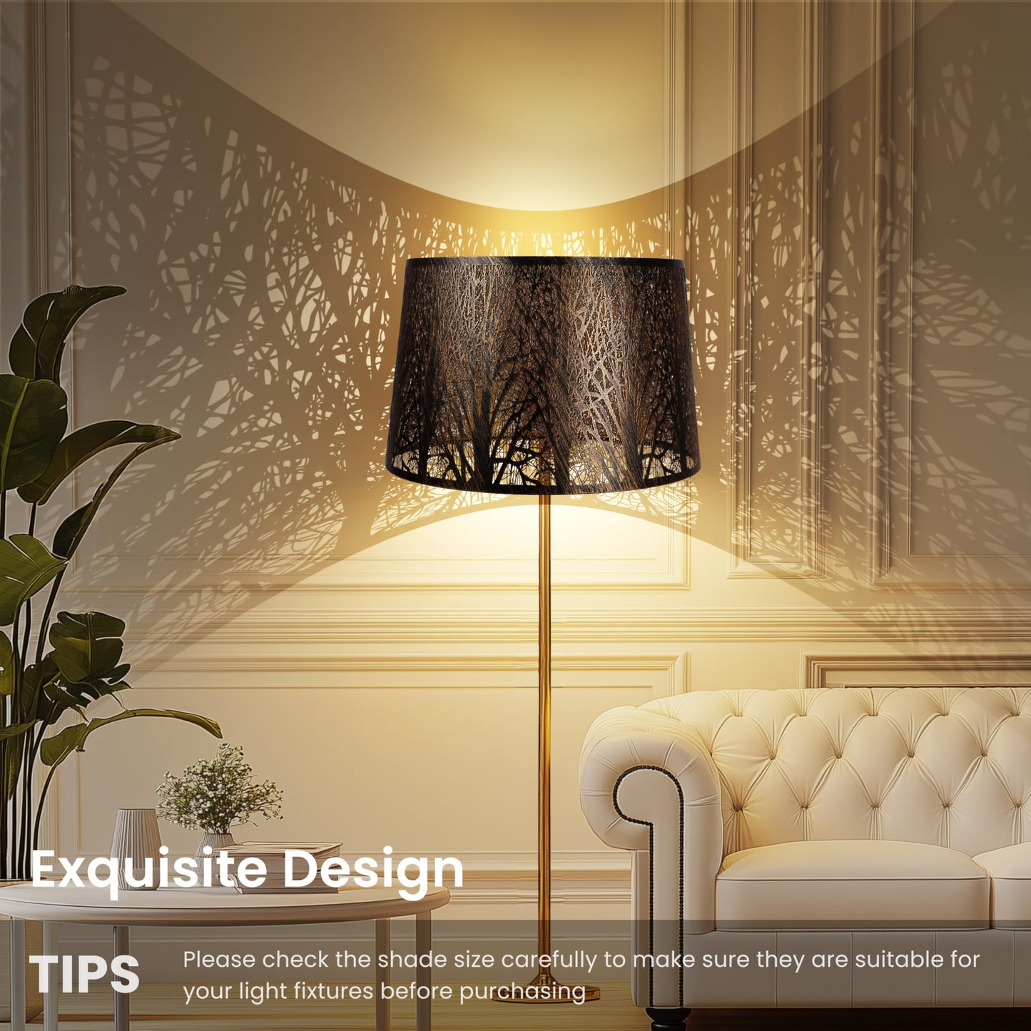 Large Forest Etched Metal Lampshade – 12"×14"×10"