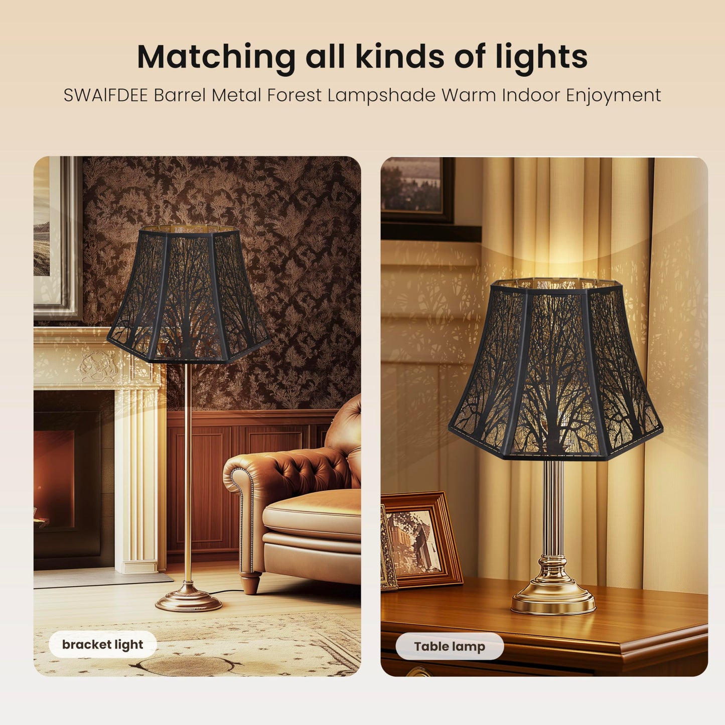 Beveled Octagon Metal Lampshade – 7.9"x13.8"x8.7"