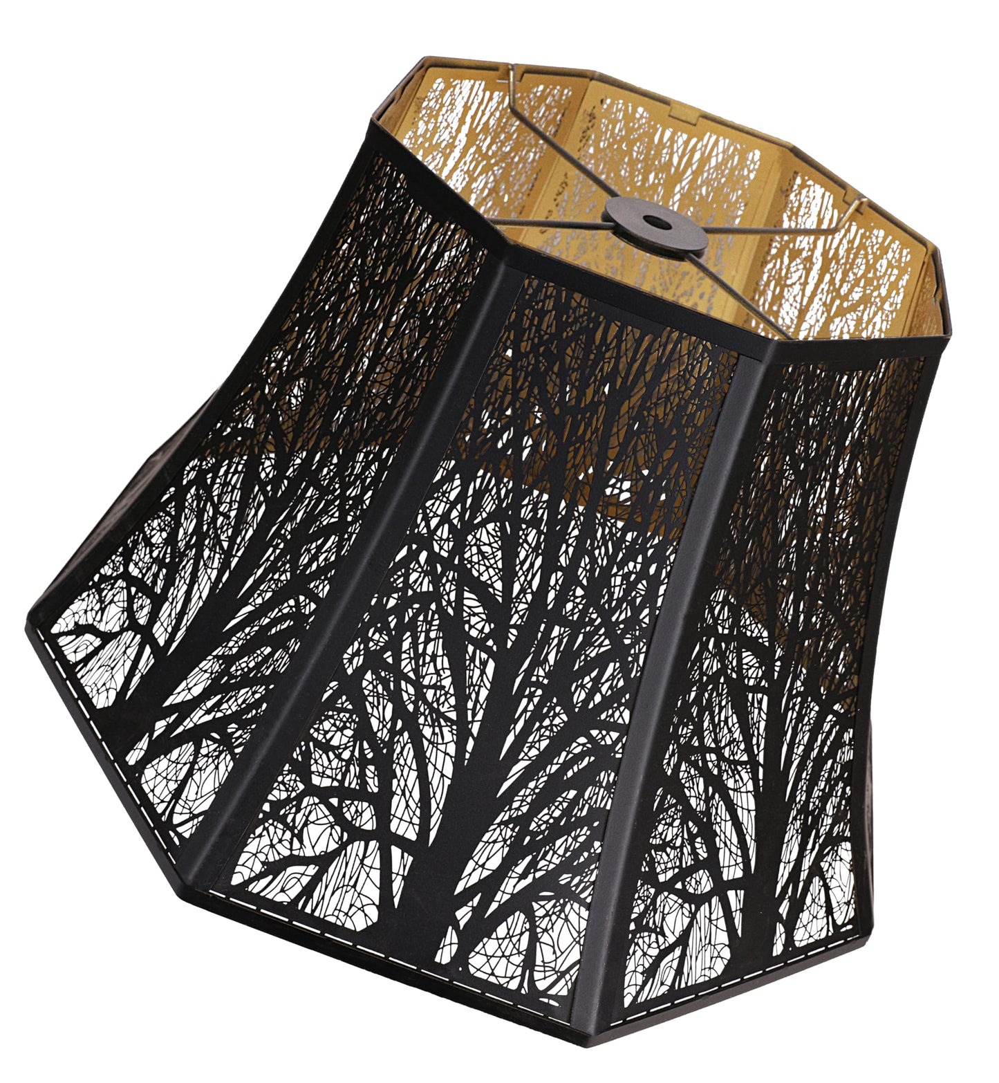 Octagon metal lampshade used in rustic interior space enhancing farmhouse style lighting and vintage home décor atmosphere