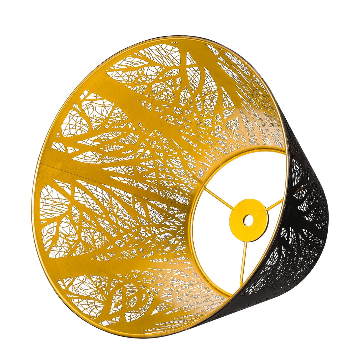 Small metal lampshade used in cozy home interior creating elegant ambient lighting for decorative spaces