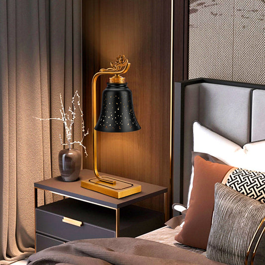 Metal lamp shade heat safety showing safe temperature range when using LED bulbs at home.