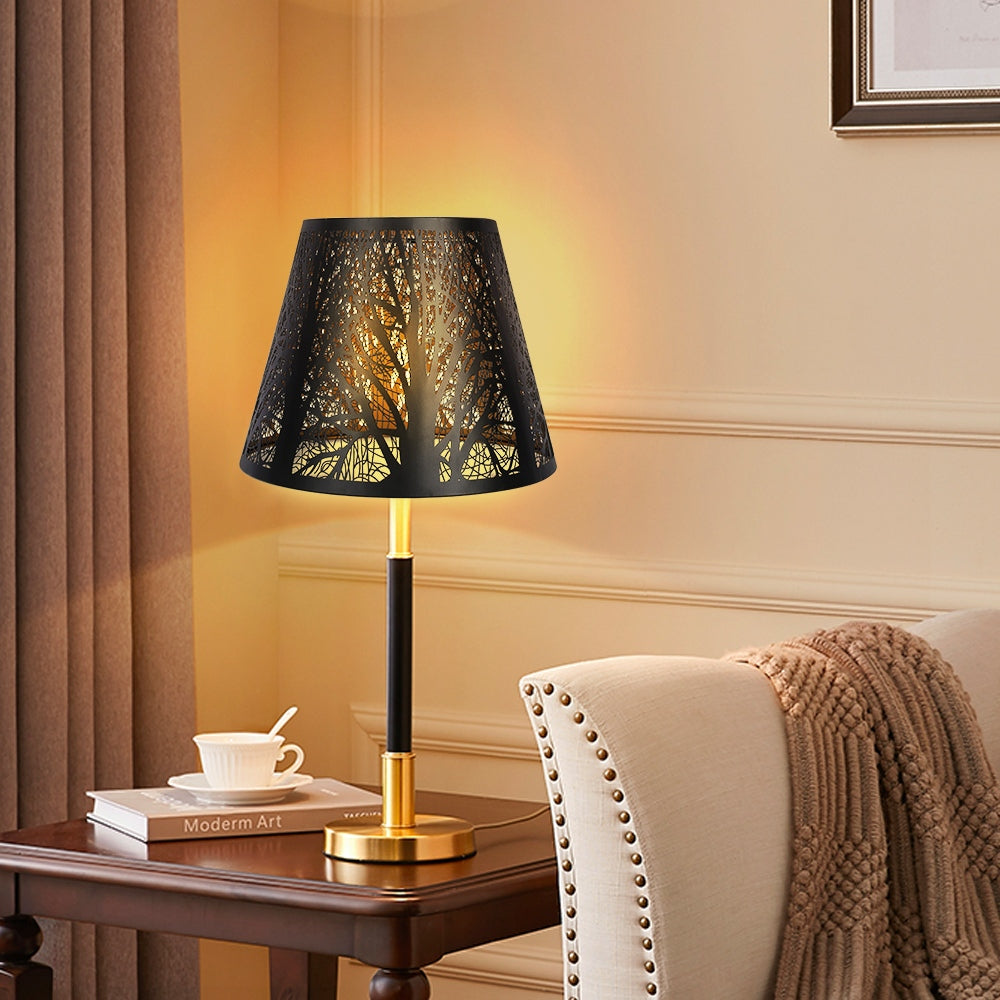 heat lamp shade safety showing metal lamp shade warmth during normal home use