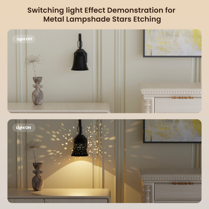 1-5/8 inch fitter connection detail of starlight metal lamp shade for ceiling fan and chandelier installation