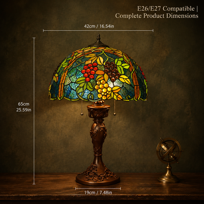 17 inch Tiffany lamp complete dimensions showing height and shade width measurement details