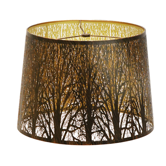 Large Forest Etched Metal Lampshade – 12"×14"×10"