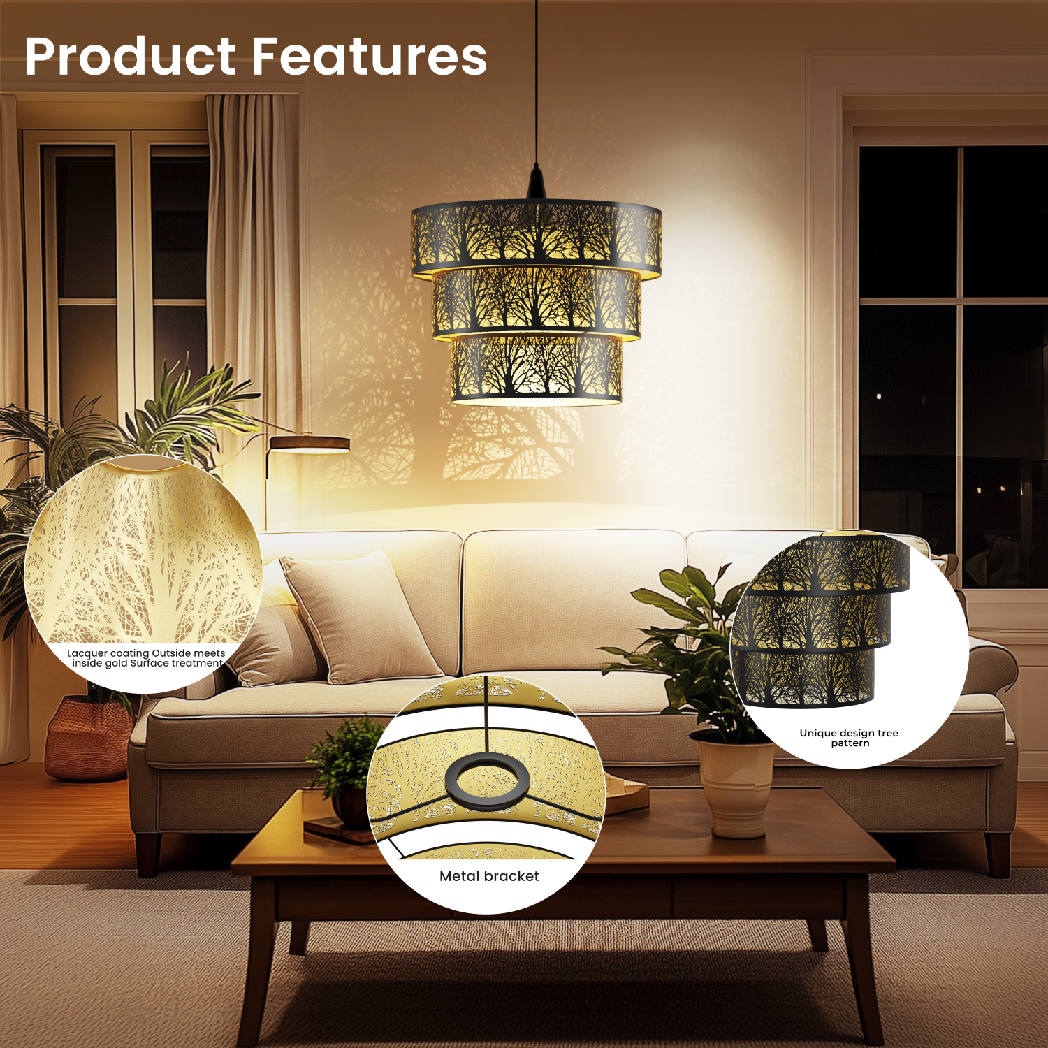 3-tier drum metal lamp shade size reference showing 13.2 by 10 inch dimensions for lighting compatibility