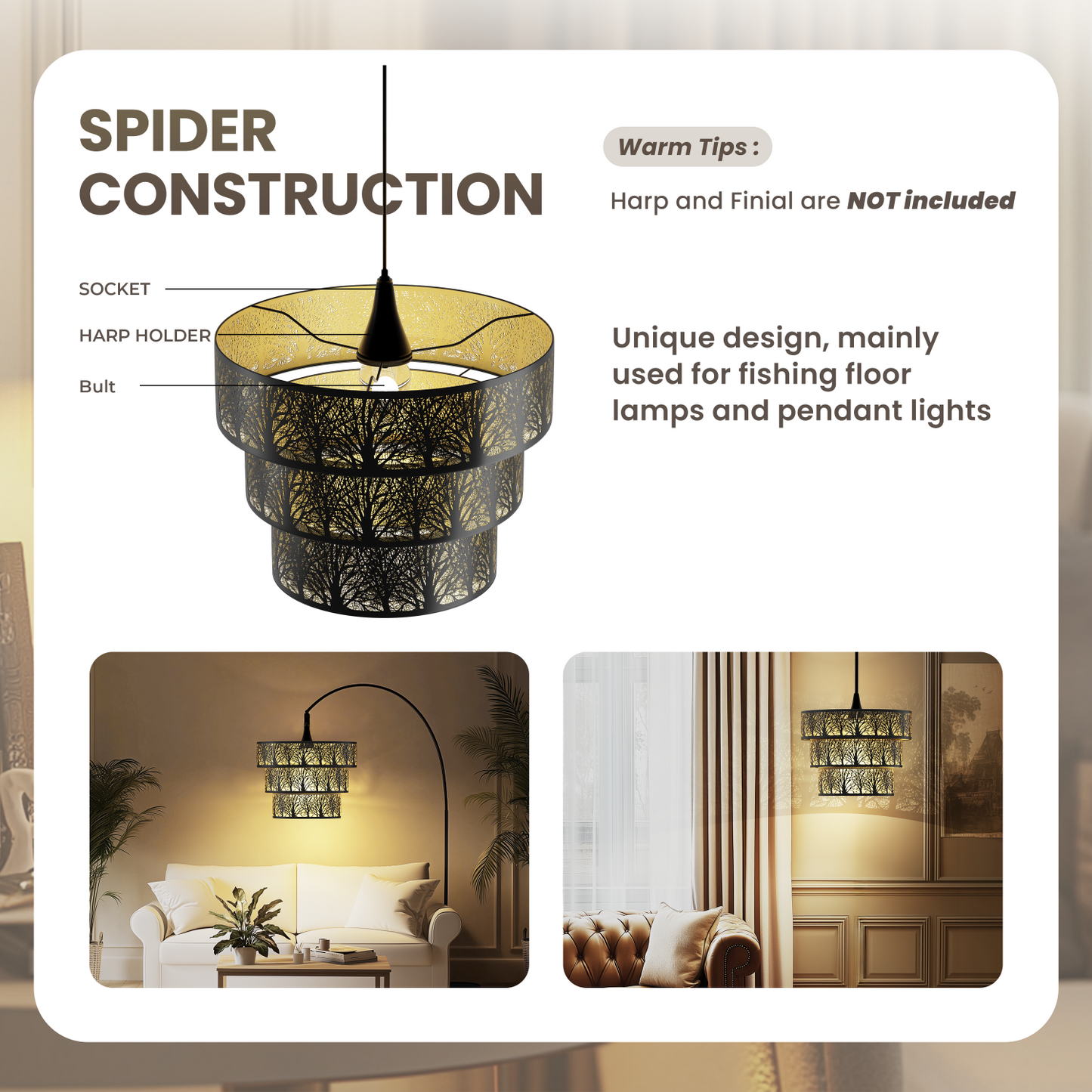 3-Tier Cake Drum Shade – 13.2"x10" | 1.63" Fitter