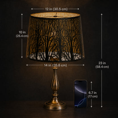 Large Forest Etched Metal Lampshade – 12"×14"×10"