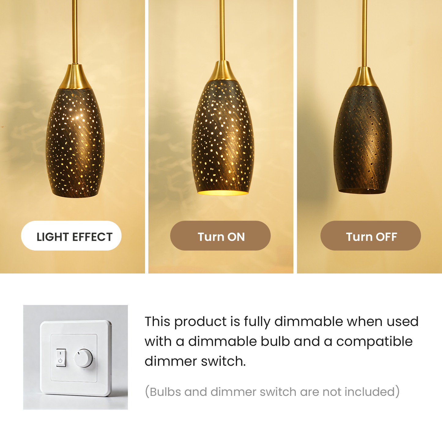 Starry Night Teardrop Pendant Light | Hollow-Out Dot Etched Metal Shade | Gold Bronze | Adjustable Height | E26 | Boho Bedroom Accent Lamp