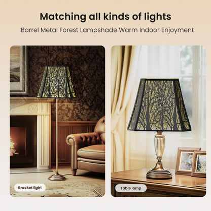 Large Rectangle Forest Etched Lampshade – 8"×13.9"×11"