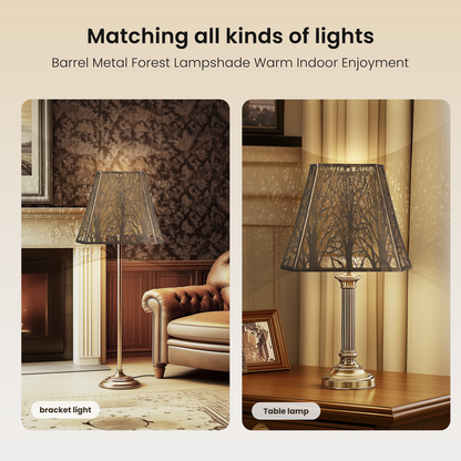 Large Forest Etched Metal Lampshade – 8"×13.8"×11"