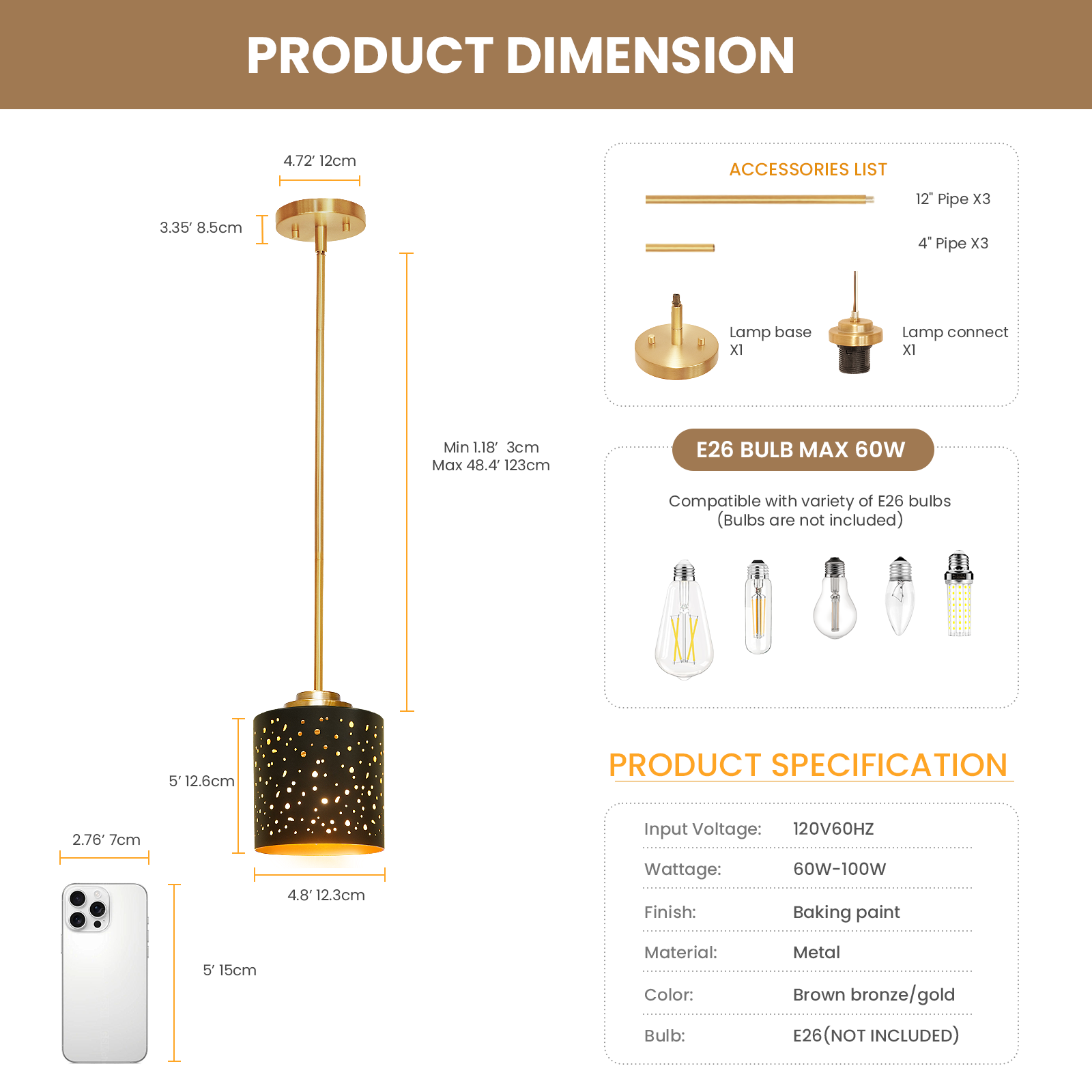 Adjustable rod system for industrial ceiling pendant light installation