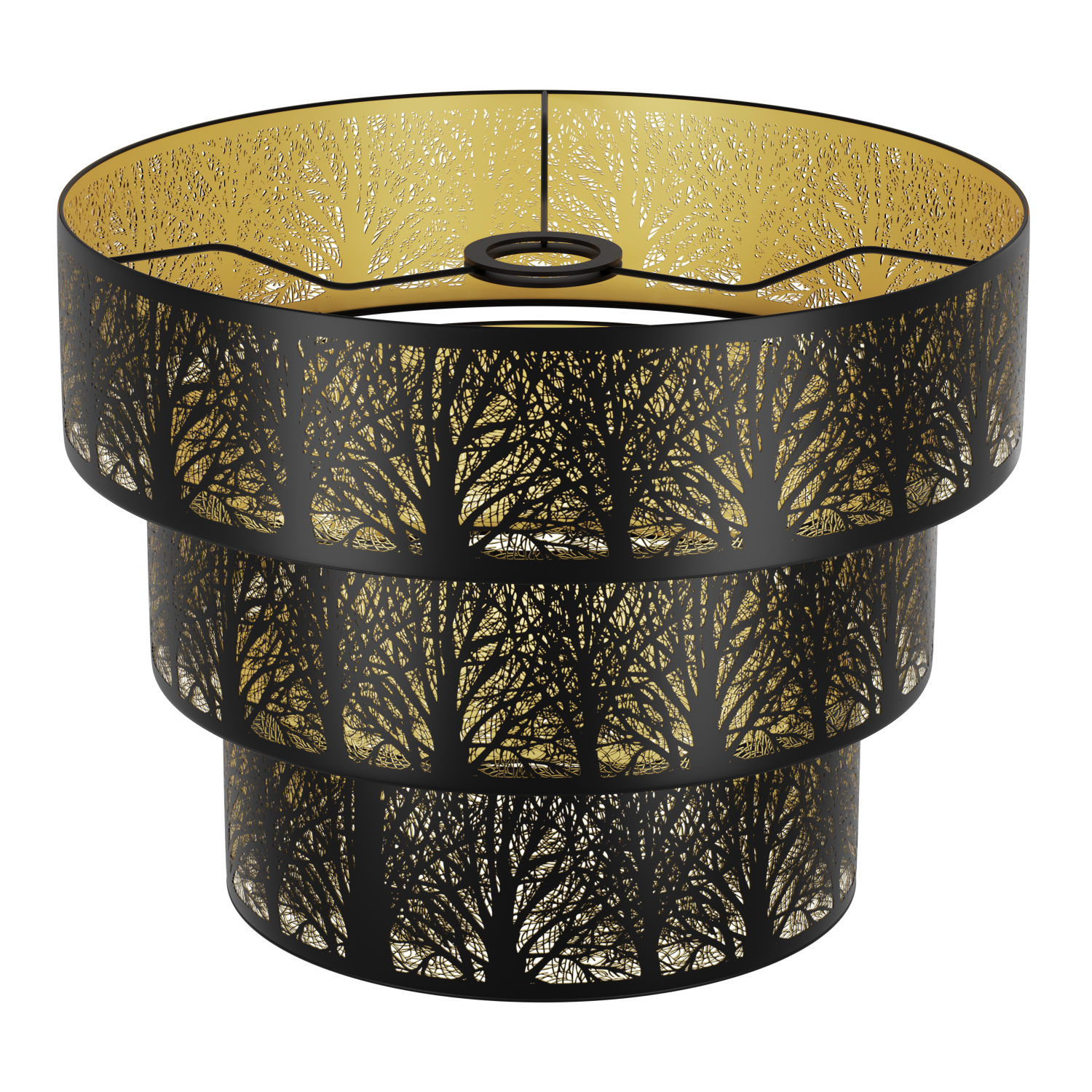 Aeelleea 3-tier drum metal lamp shade black exterior gold interior 1.63 fitter replacement shade for floor lamps and fixtures