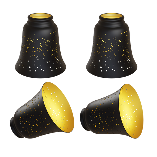 Aeelleea 4 pack starlight metal lamp shades with etched pattern and 1-5/8 inch fitter for ceiling fan and chandelier replacement