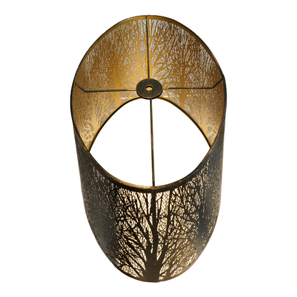 Close-up of the top of the Aeelleea bronze-colored oval metal lampshade.