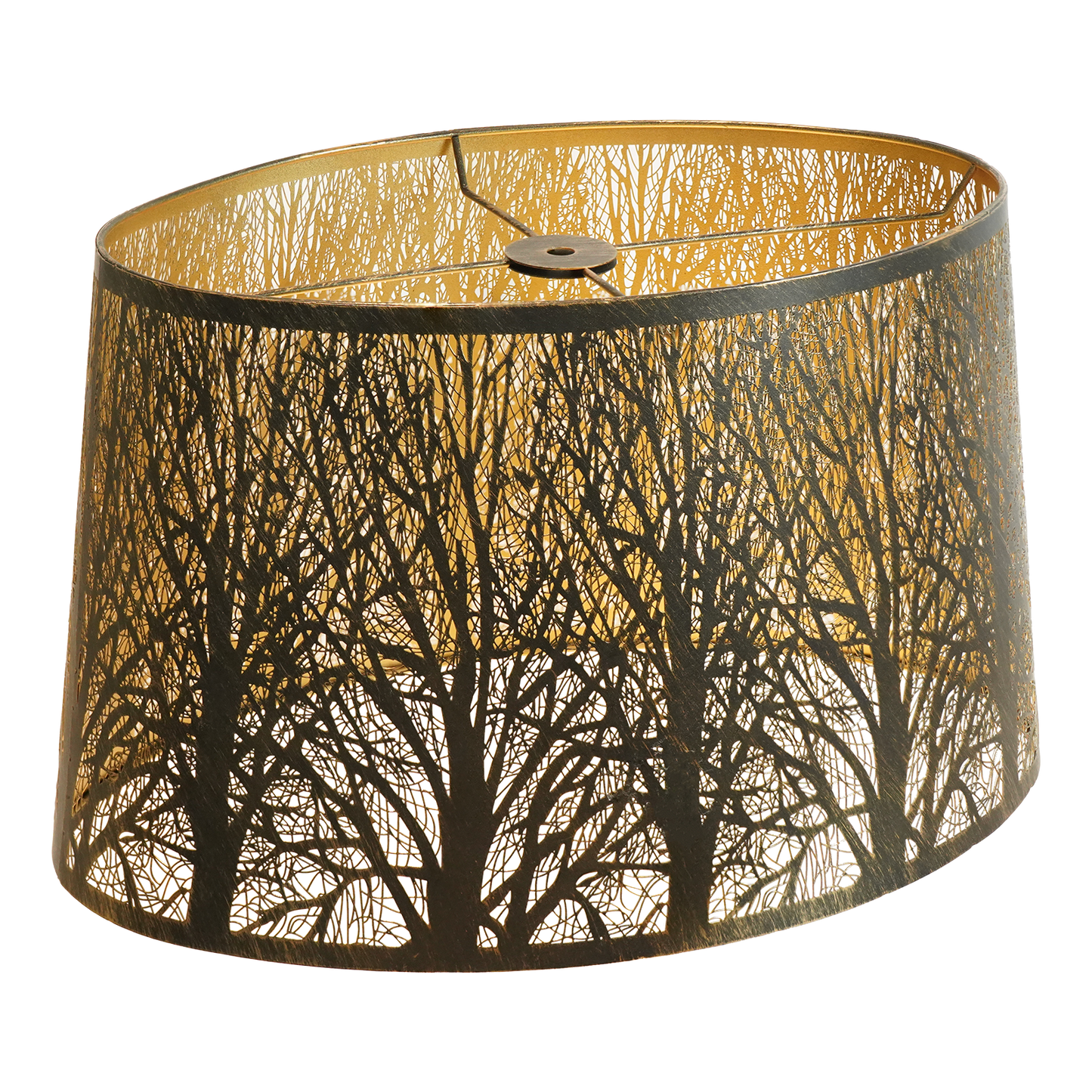 Aeelleea antique bronze oval metal lamp shade with vintage weathered finish and botanical etched surface design for chandeliers