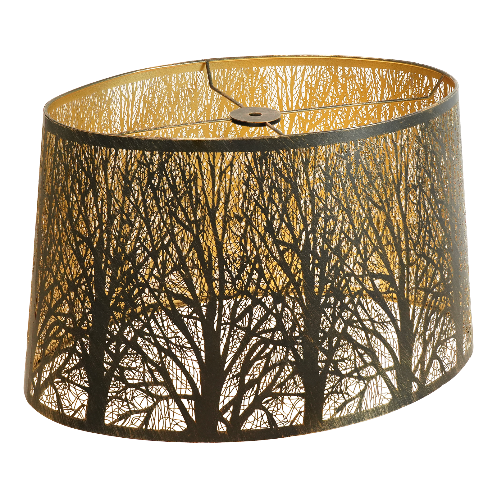 Aeelleea antique bronze oval metal lamp shade with vintage weathered finish and botanical etched surface design for chandeliers