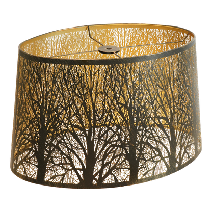 Aeelleea antique bronze oval metal lamp shade with vintage weathered finish and botanical etched surface design for chandeliers