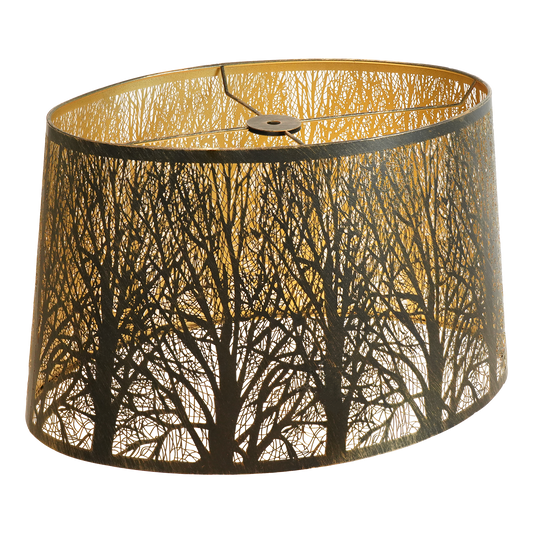 Aeelleea antique bronze oval metal lamp shade with vintage weathered finish and botanical etched surface design for chandeliers