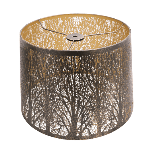 Aeelleea drum tree etched metal lampshade with black exterior gold interior for table lamp and floor lamp replacement