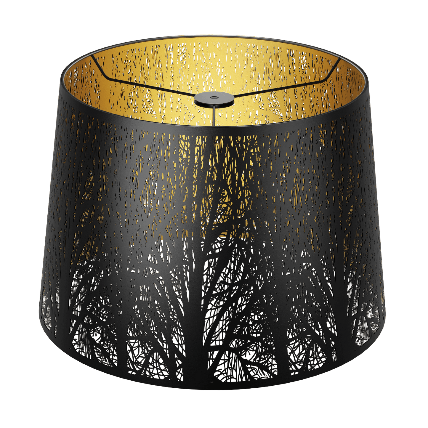 Aeelleea large drum metal lampshade with etched tree pattern and spider fitter for table lamp and floor lamp replacement