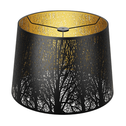 Aeelleea large drum metal lampshade with etched tree pattern and spider fitter for table lamp and floor lamp replacement