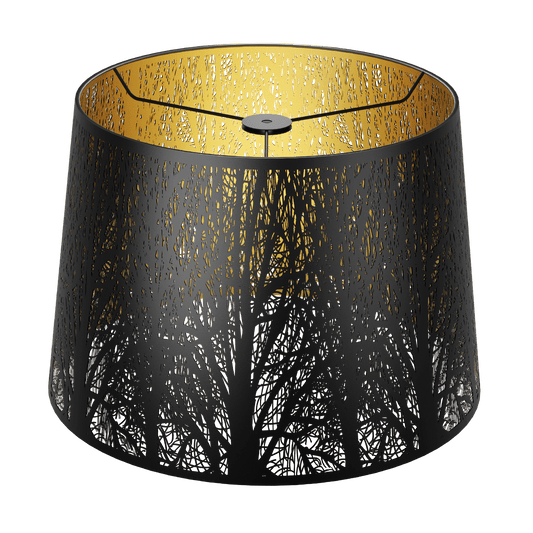 Aeelleea large drum metal lampshade with etched tree pattern and spider fitter for table lamp and floor lamp replacement