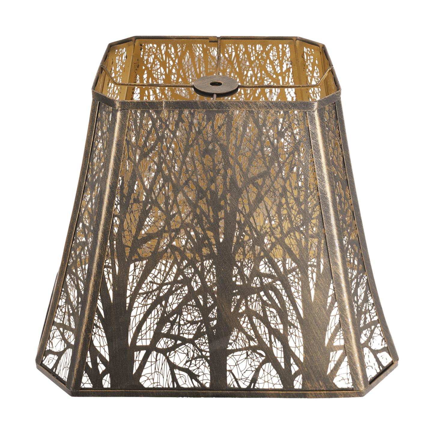 Aeelleea large forest etched metal lampshade with black exterior and gold interior for table lamp floor lamp and chandelier replacement