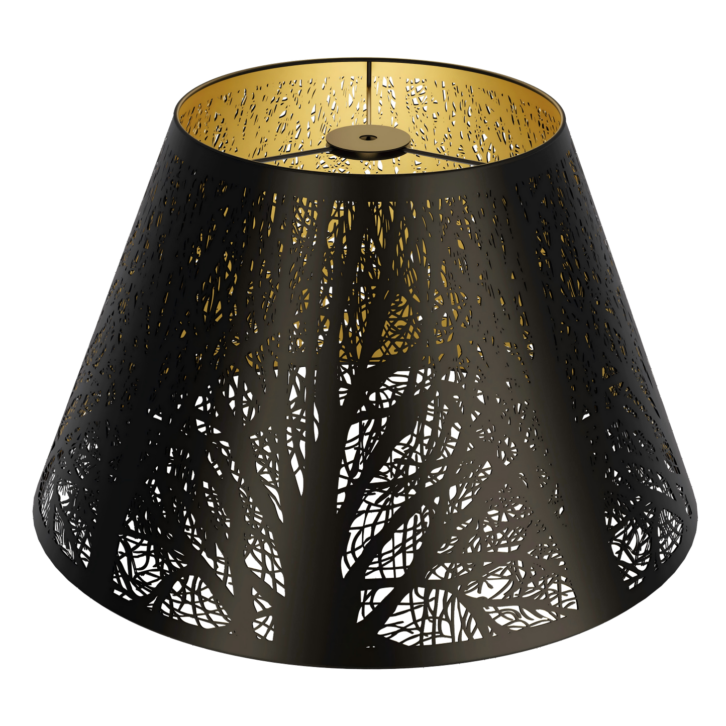 Aeelleea modern forest etched metal lampshade with black exterior and gold interior for table lamp and floor lamp replacement