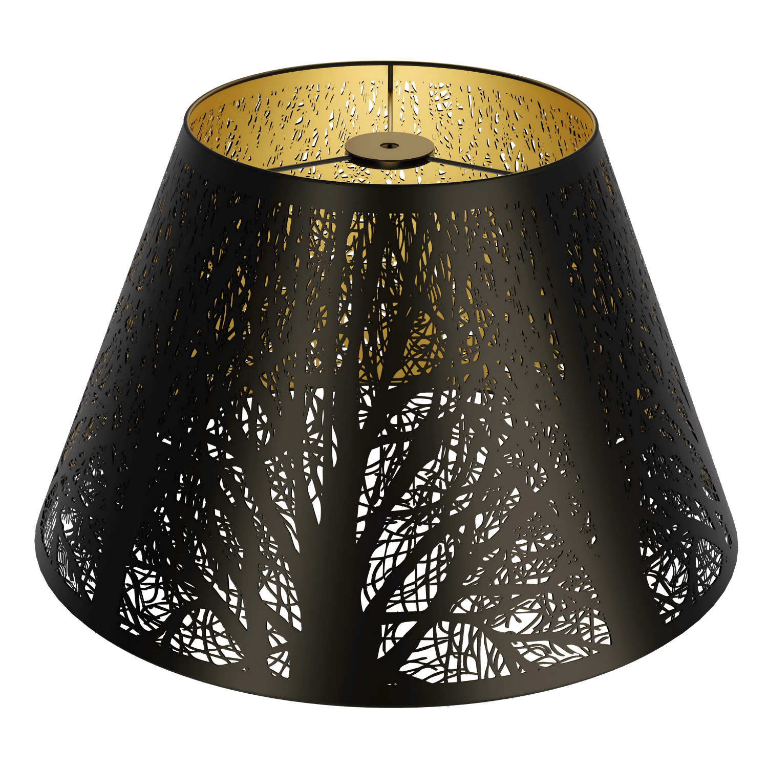 Aeelleea modern forest etched metal lampshade with black exterior and gold interior for table lamp and floor lamp replacement