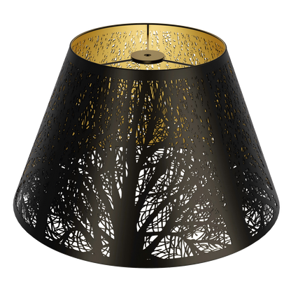 Aeelleea modern forest etched metal lampshade with black exterior and gold interior for table lamp and floor lamp replacement