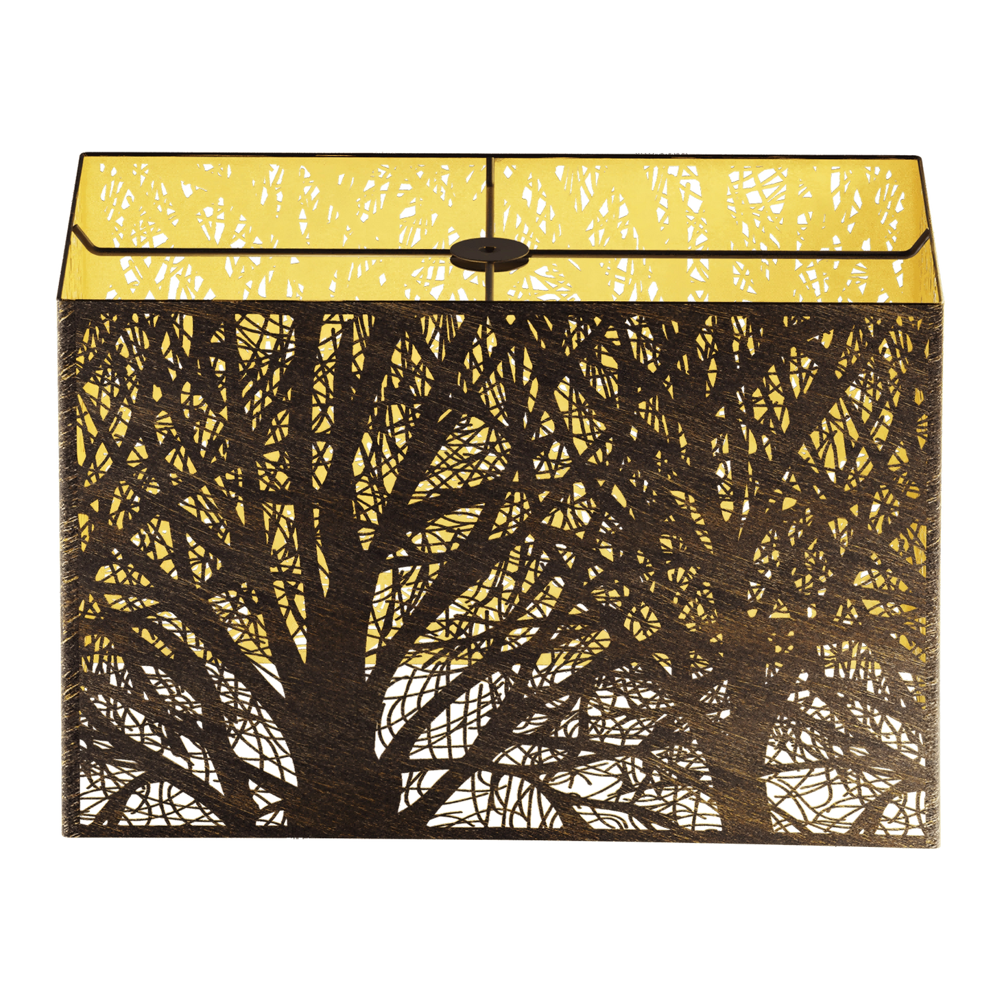 Aeelleea rectangular metal lamp shade with dual tone bronze exterior and gold interior finish for floor lamp and decorative lighting