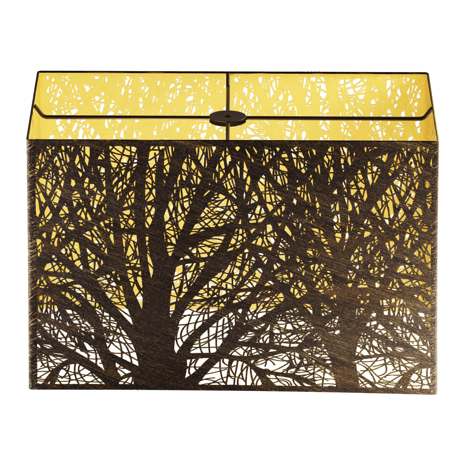 Aeelleea rectangular metal lamp shade with dual tone bronze exterior and gold interior finish for floor lamp and decorative lighting