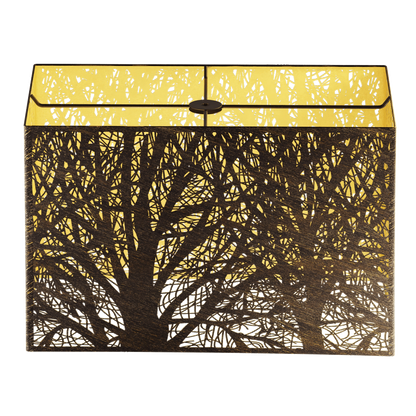 Aeelleea rectangular metal lamp shade with dual tone bronze exterior and gold interior finish for floor lamp and decorative lighting