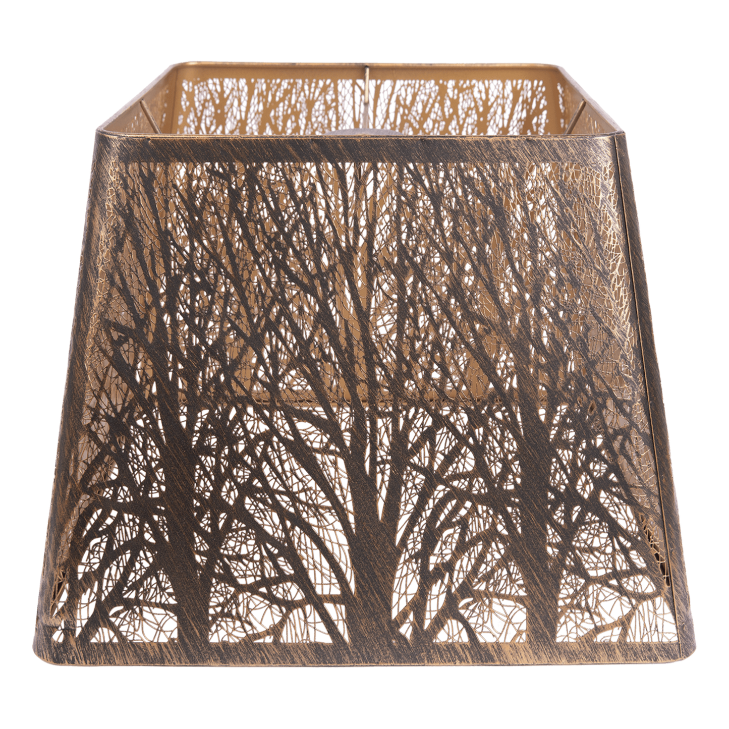 Aeelleea rustic square metal lamp shade with distressed bronze finish and gold accents designed for bedside and table lamp replacement use