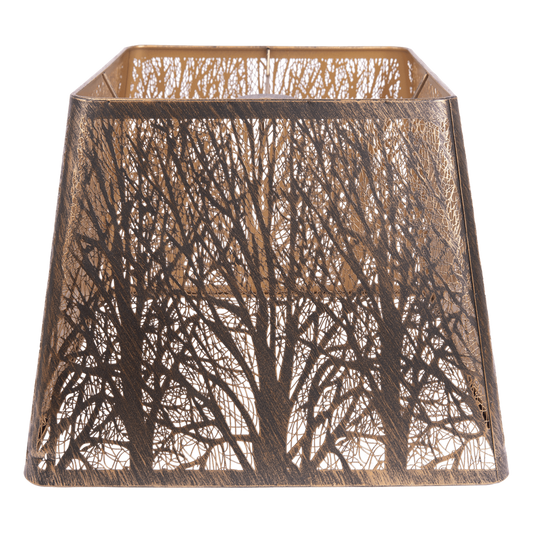Aeelleea rustic square metal lamp shade with distressed bronze finish and gold accents designed for bedside and table lamp replacement use