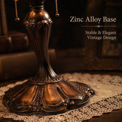 Antique zinc alloy base of Tiffany table lamp featuring vintage carved details and elegant classic craftsmanship