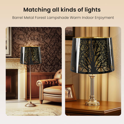 Illuminated chrome metal lampshade creating warm ambient glow through gold interior for modern vintage interior lighting