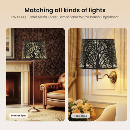Large drum lampshade installed on floor lamp creating warm decorative lighting for modern and vintage interiors